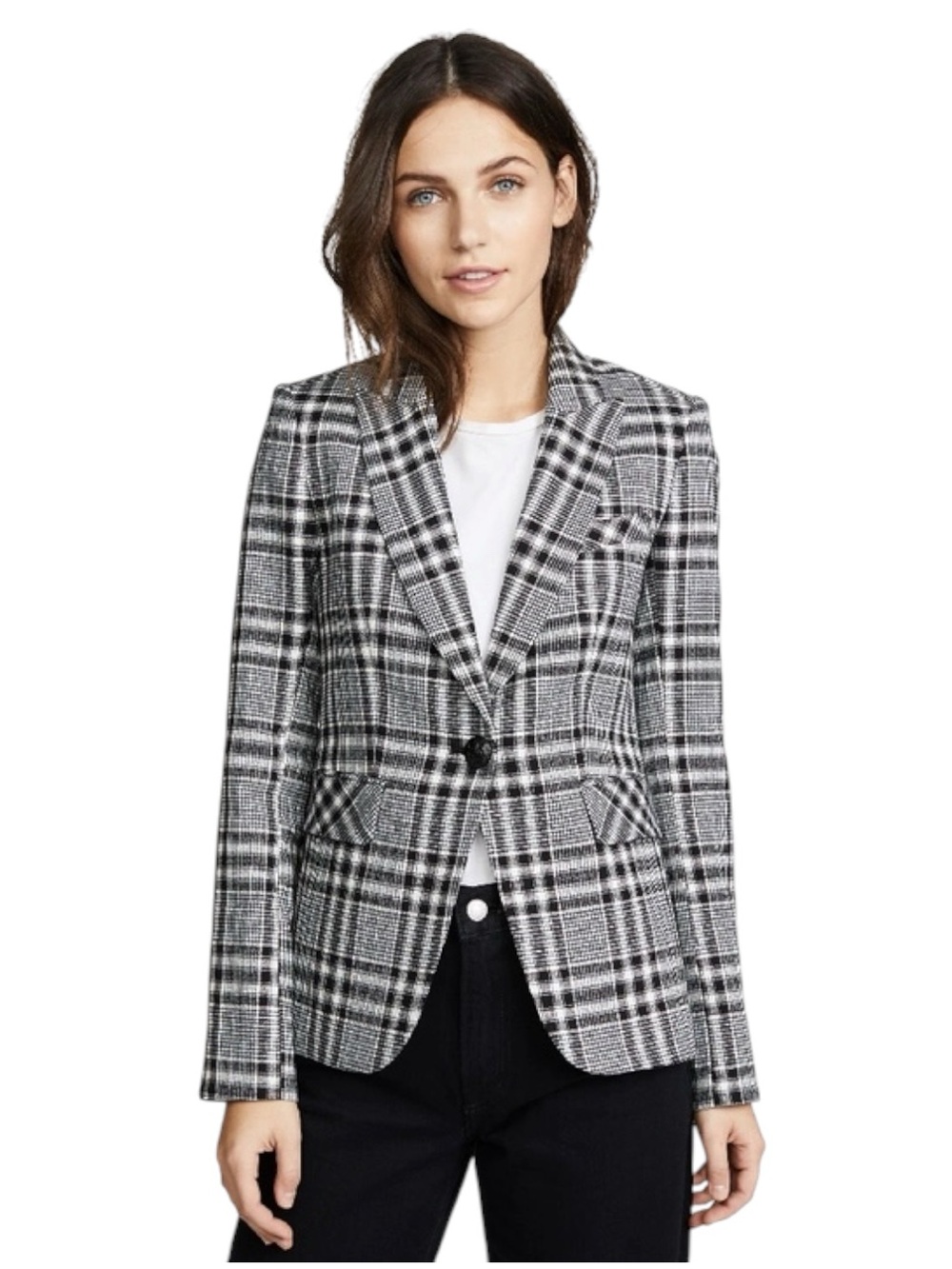 VERONICA BEARD Plaid Dickey Jacket One Button Black Blue Glen Plaid Size 2 EUC - Picture 9 of 16